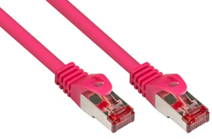 Good Connections Cat. 6 Ethernet LAN Patchkabel mit Rastnasenschutz RNS, S/FTP, PiMF, PVC, 250Mhz, Gigabit-fähig (10/100/1000-Base-T Ethernet Netzwerke), für Patchfelder, Patchpanels, Switch, Router, Modems, magenta, 1,5m