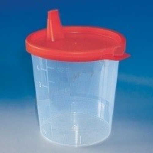 Urinbecher 125 ml mit Schnappdeckelrot (100 Stck.)