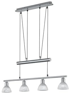 Trio Leuchten LED-JoJo-Pendelleuchte Levisto in Nickel matt, Glas alabasterfarbig weiß 371010407