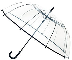 SMATI Ombrello grande con canna trasparente - Antivento; 12 canne in fibra; Diametro=40 pollici; Apertura automatica; Ombrello misto; Colore bordo NERO.