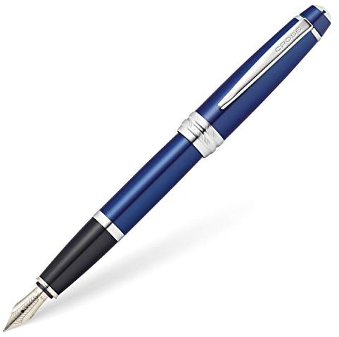 CROSS Bailey Blue Lacquer Fountain Pen with Stainless Steel Medium Nib