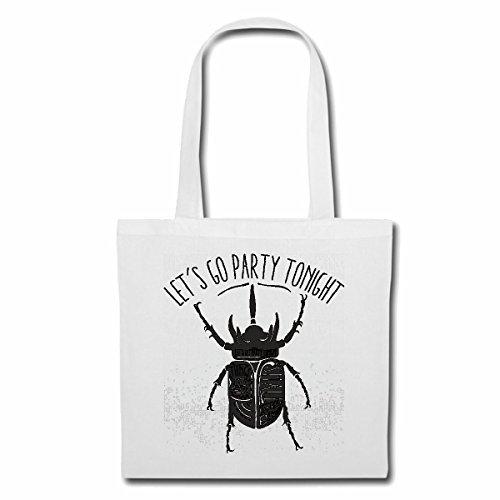Reifen-Markt Tasche Umhängetasche LET`S GO PARTY TONIGHT HIRSCHKÄFER HORNSCHRÖTER FEUERSCHRÖTER DONNERGUGI KÄFER SCHRÖTER Einkaufstasche Schulbeutel Turnbeutel in Weiß