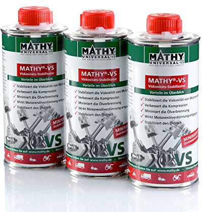 MATHY-VS Viskositäts-Stabilisator für Motoröle (3 x 250 ml) - Motoröl-Additiv - Minimiert Ölverbrennung - Stabilisiert Öldruck - Öl-Zusatz