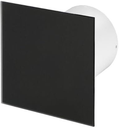 Awenta Badlüfter Wand-Ventilator Ø 100 mit Nachlauf, Kugellager Silent Trax Glas - Line System+ (schwarz matt)