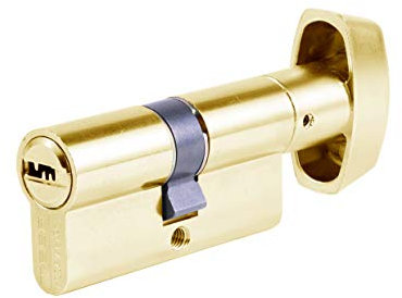Tesa Assa Abloy T65B4030L Cilindro De Seguridad Estándar T60 Latonado 40 x 30 mm Llave - Botón Leva Larga