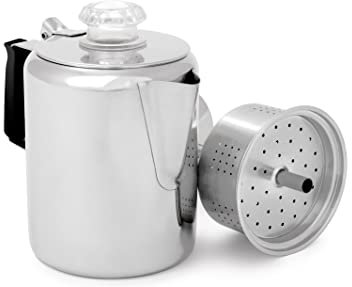 GSI Outdoors Glacier Perkolator aus Edelstahl, GSI Edelstahl-Perkolator, 3 Tassen, 65003, einfarbig, 3-Cup