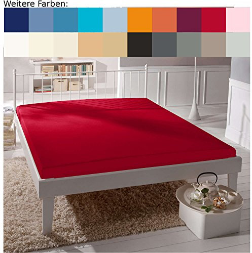 fleuresse Comfort Spannbettlaken (96 % Baumwolle, 4 % Elasthan), mit Rumdumgummizug, Ökotex Standard 100, für Matratzen bis 26 cm Höhe, 180 - 200 x 200 - 220 cm, bordeaux-rot
