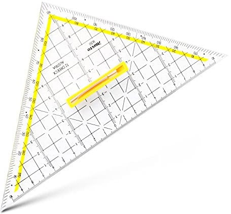Aristo 1650/3 TZ-Dreieck mit abnehmbarem Griff (Hypotenuse 22,5 cm, Tuschenoppen, Facette an Hypotenuse, Plexiglas mit Tiefenprägung, Made in Austria) transparent