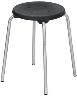 Stapel-Hocker Edelstahl Modell 3258, Höhe 58 cm, Sitz schwarz von Lotz