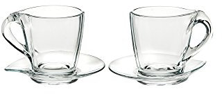 RCR Trends Set Happy Cappuccino 2 Pezzi, Vetro, Trasparente