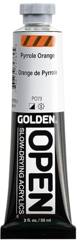 GOLDEN OPEN Slow-Drying Acrylics, Pyrrole Orange, 2 fl. oz. Tube