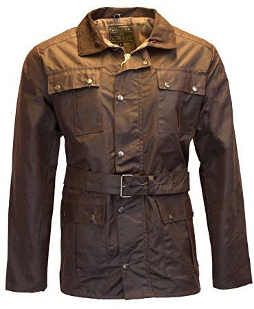 Walker and Hawkes - Grafton - Chaqueta de Estilo Motociclista para Hombre - Tejido Encerado Impermeable - con cinturón y 4 Bolsillos