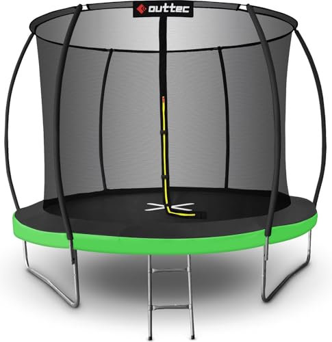 Outtec Gartentrampolin 244 cm (8 ft) – Gartentrampolin mit Sicherheitsnetz & Leiter – Gartentrampolin Rechteckig oder Rund – Bodentrampolin Wetterfest