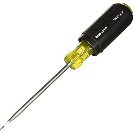 URREA Slotted Screwdriver - 3/16” Tip Flat Head Driver with 4” Long Round Shank & Acetate Cushion Grip Handle - 9402