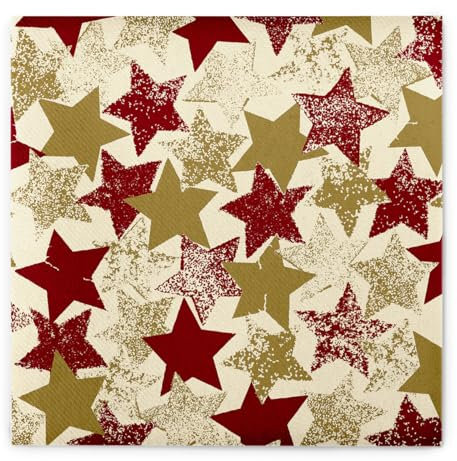 Mank GmbH Airlaid Servietten 40x40 cm, Premium Einweg Serviette, stoffähnlich und saugstark, perfekt für Weihnachtsfeiern & Adventsfeiern, Weihnachtsservietten nostalgie 50 Stück Levi