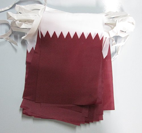 AZ FLAG Ghirlanda 6 Metri 20 Bandiere Qatar 21x15cm, Bandiera Qatariota 15 x 21 cm - Festone Bandierine