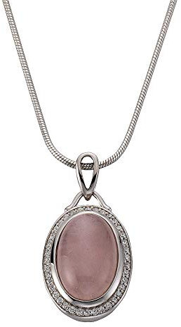 Zeeme Gemstones Damen Halskette 925/- Sterling Silber 42+5cm Glänzend Rosenquarz weiß 500244742