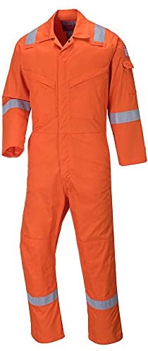 Portwest FF50 Bizflame Work FR Coverall Radio Loops Rule Pocket Two-Way Zip | Orange, 44 Waist, EN 61482-1-2 Class 1, Secure Fit, Stud Adjustable Cuffs, Triple-Stitched Seams, Flame Resistant, Welding