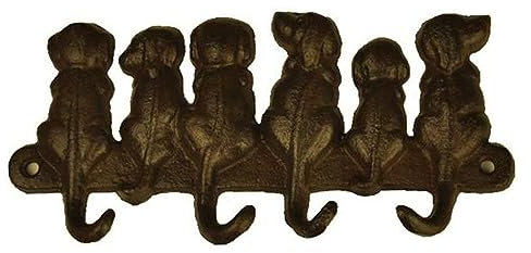 Eastlion Six Dog Four Key Hooks Antique Rust Iron