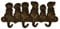 Eastlion Six Dog Four Key Hooks Antique Rust Iron