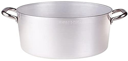 Pentole Agnelli Alluminio ALMA104B22 Linea 3mm Casseruola Altissima con 2 Manici, 22 cm, Acciaio