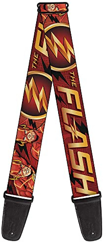 Buckle-Down GS-WFL006 Guitar Strap The Flash Logo3 Poses Black Red Gold , 2 Wide - 29-54 Length