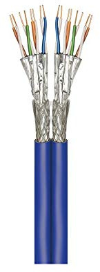 Goobay 91897 CAT 7A+ Duplex-Netzwerkkabel, S/FTP (PiMF), 500m Blau/Schwarz