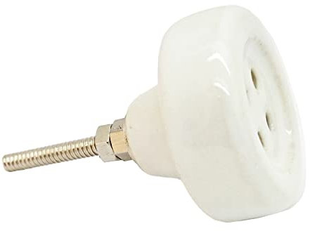 G Decor Button Shaped Ceramic Door Knob Vintage Shabby Chic Cupboard Drawer Pull Handle (White)