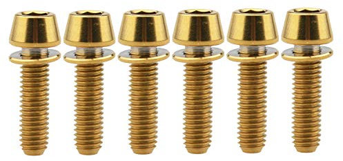 Titan M5 x 20 mm mit Unterlegscheibe, Inbus-Sechskantschrauben, für Fahrradvorbau, 6 Stück (Gold)