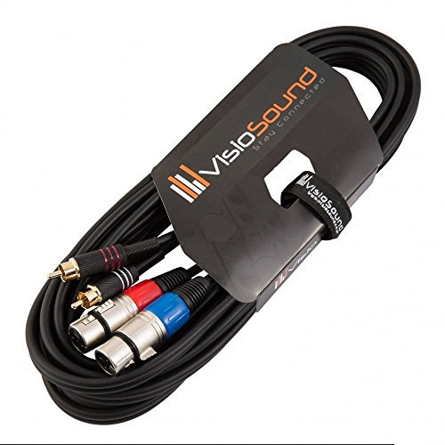 2 x Female XLR to 2 x RCA Gold Phono Plug Twin Lead/Audio Signal Patch Cable 5m