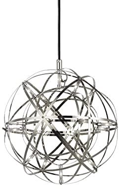 s.luce Atom Ø 30cm dimmbare LED-Hängeleuchte Metallkugel Hängelampe Pendelleuchte Pendellampe, Farbe:Chrom