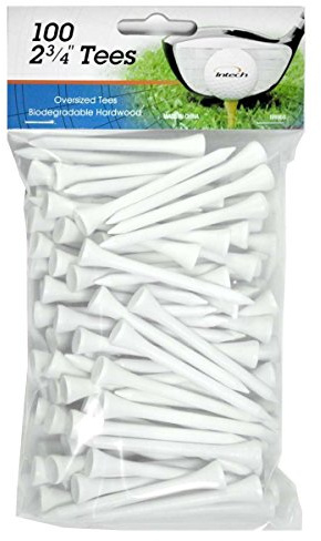 Intech Wood Golf Tees 2 3/4-Inch, White (100 Pack)