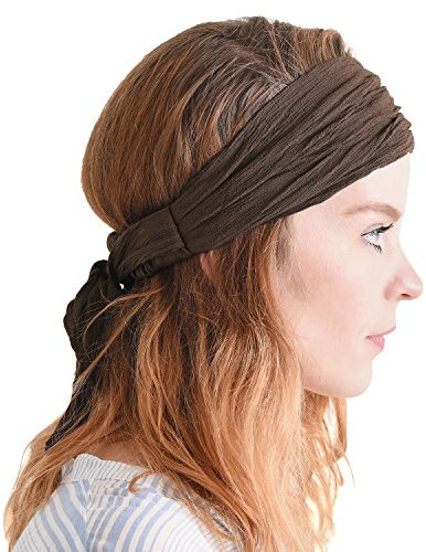 CHARM Damen Herren Retro Stirnband - Haar Band Kostüm Festival Zubehör Pirat Braun