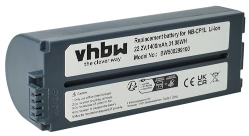 vhbw Akku kompatibel mit Canon Selphy CP-720, CP-730, CP-710, CP-760, CP-770, CP-740, CP-750 Fotodrucker (1400 mAh, 22,2 V, Li-Ion)