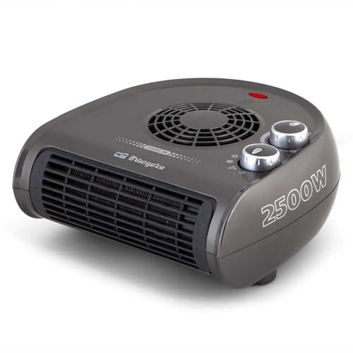 Orbegozo FH 5031 - Calefactor, termostato regulable, 2 niveles de potencia, función ventilador aire frío, calor instantáneo, indicador luminoso, asa de transporte, 2500 W, gris