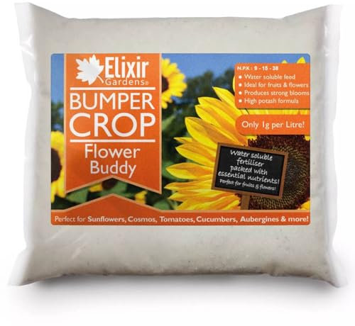 Elixir Gardens Soluble Tomato Feed | High Potash Fertiliser | Boost Yield | NPK 9-15-38 + TE (1-2-3) | Various Sizes 500g-25kg (1kg Bag)| Produces 1000 of Liquid Feed