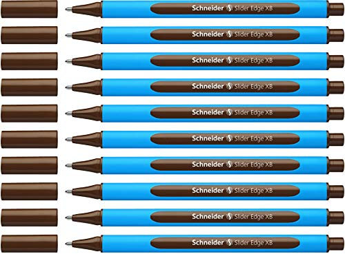 Schneider 152207 Slider Edge XB Kugelschreiber (Strichstärke: XB, dokumentenecht, Dreikant-Stift) 10er Packung braun