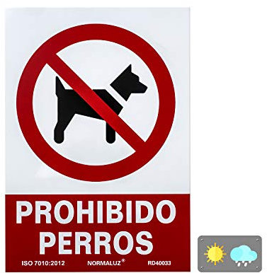 Señal PVC Prohibido perros, 21x30 cm