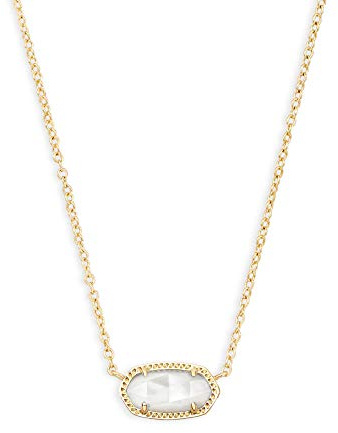 Kendra Scott Elisa Short Pendant Necklace for Women, Dainty Fashion Jewelry, 14k Gold-Plated, Ivory Mother of Pearl
