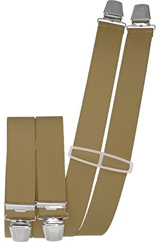 Harrys-Collection Herren Hosenträger 4 Extra Starken Clips uni, Beige, Einheitsgröße