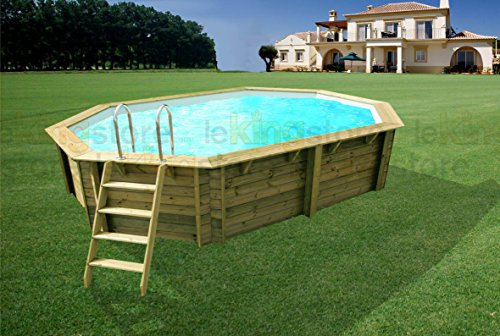 Piscine Bois TONGA UBBINK Allongée en Kit 610X400x120 cm Liner Sable