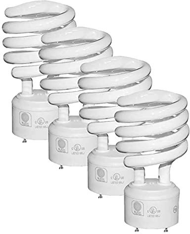 SLEEKLIGHTING - GU24 23Watt 2700K 1600lm 2 Prong Light Bulbs- UL approved-120v 60Hz - Mini Twist Lock Spiral -Self Ballasted CFL Fluorescent Bulbs- 1600lm Warm White 4 Pack (100 Watt Equ)
