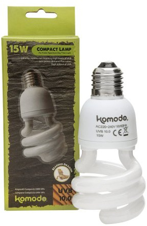 Komodo Compact Lamp Uvb 10.0 ES, 15 Watt, White