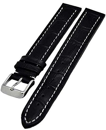 Uhrenarmband extra Lang XXL 24mm schwarz und weisser Naht 4025