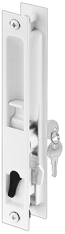 Prime-Line Products C 1129 Sliding Door Flush Handle Set, Keyed, White Diecast