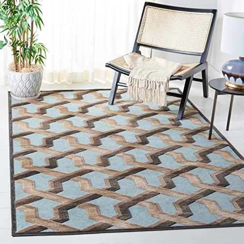 SAFAVIEH Traditionell Teppich für Wohnzimmer, Esszimmer, Schlafzimmer - Paradise Collection, Kurzer Flor, Sanftes Anthrazit und Aqua, 79 X 122 cm