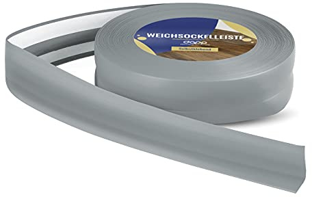 DQ-PP WEICHSOCKELLEISTE – 10m – ashgrau – 32x23mm – PVC – selbstklebend – Knickwinkel Fussleisten Gummileiste Sockelleiste Winkelprofil Abschlussleiste Bodenleiste