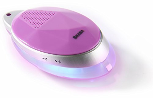 SHABA Wearable Speaker with neck strap, Smart Bluetooth Speaker with Selfie Remote control, LED Light effect, voice recorder, hand-free (Violet)