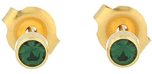 Erstohrstecker Chirurgenstahl vergoldet 4mm Sterile Ohrstecker Zarge mit Stein in dunkelgrün