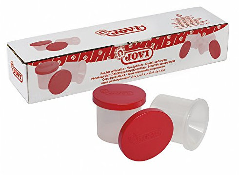 Jovi Pinselbecher mit Auslaufschutz und Deckel, Kunststoff, 5 Stück